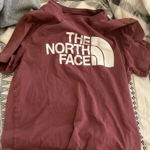 The North Face Burgundy Tee with White Logo